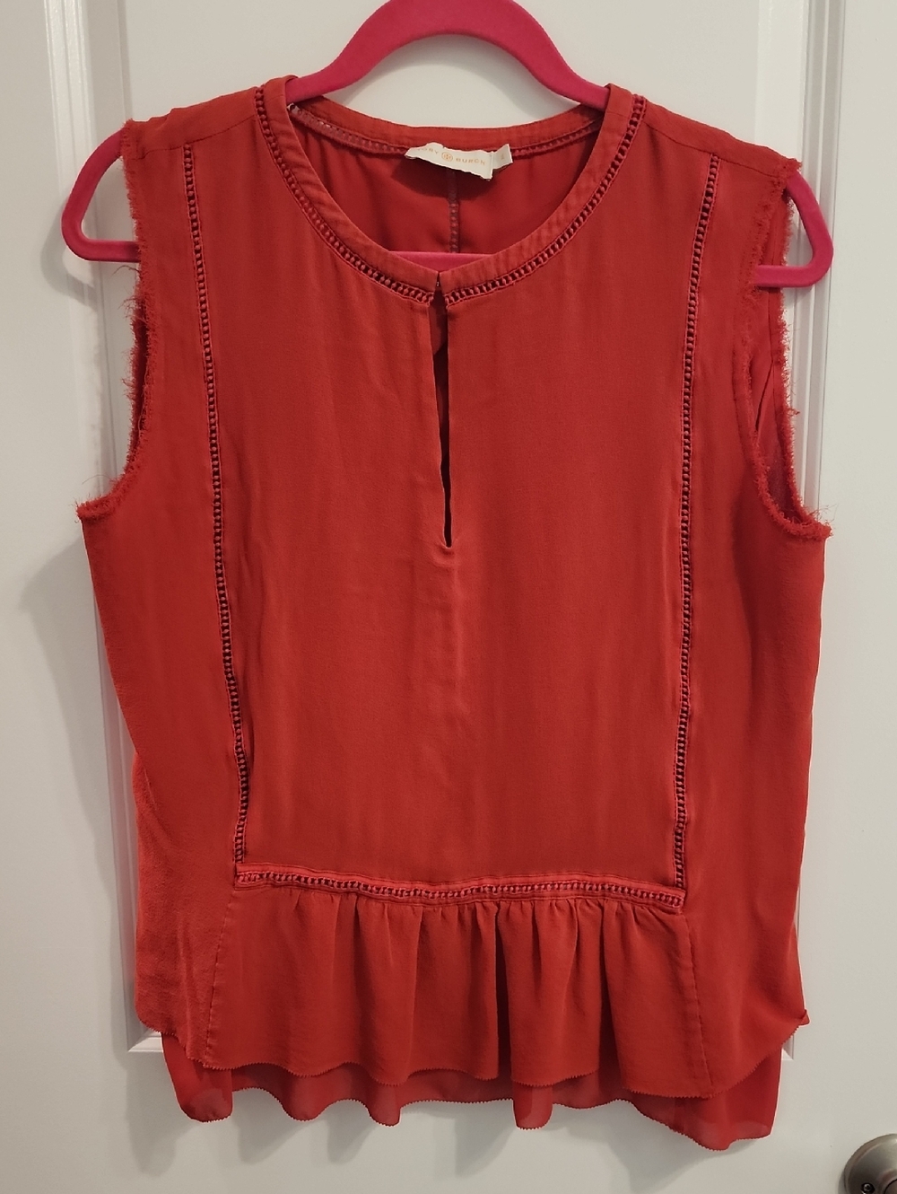 Tory Burch Red Sleeveless Peplum Keyhole Camisole 12